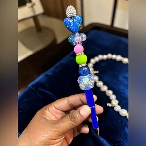 Custom Made Beaded Heart  Pen